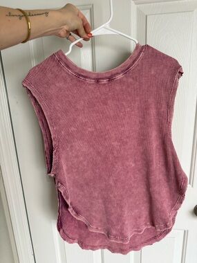 BDG Washed Rose Muscle Tee - Ribbed Sleeveless Top